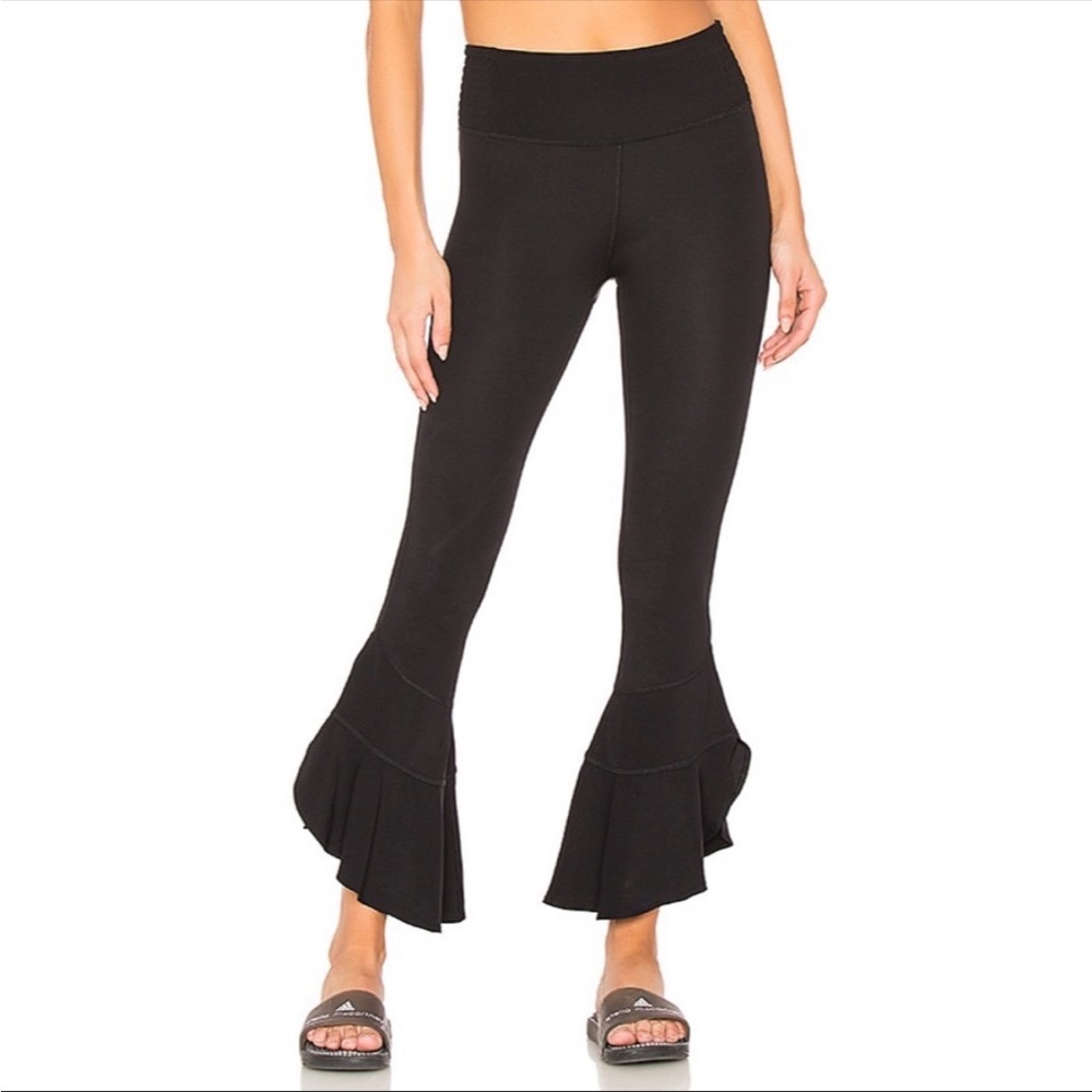 Free People Movement Starlight Ruffle Flare Smocked Waist Yoga Pant Leggings